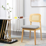 Cozy Dining Chair Wood Rattan Armless Natural x4  High Back Support