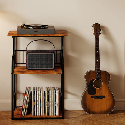 Side Table 3-Tier Storage Brown 50x30cm