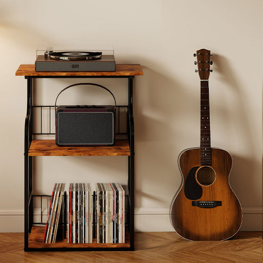 Side Table 3-Tier Storage Brown 50x30cm