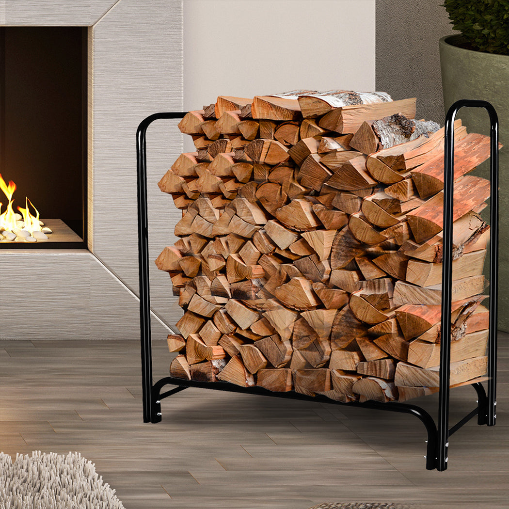 Firewood Rack Steel Holder 123x33x126cm