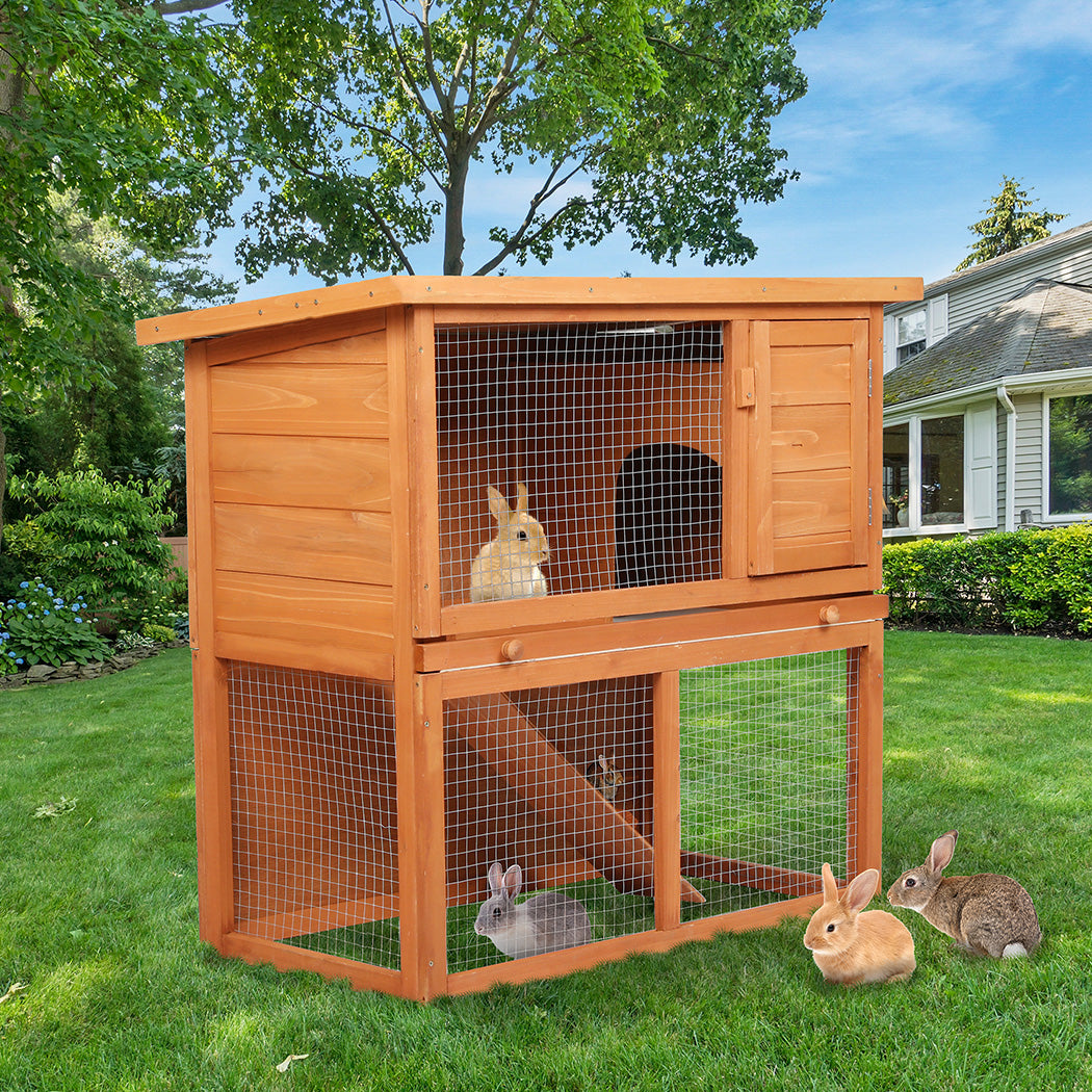 Rabbit Hutch Brown Steel 90x45x80cm