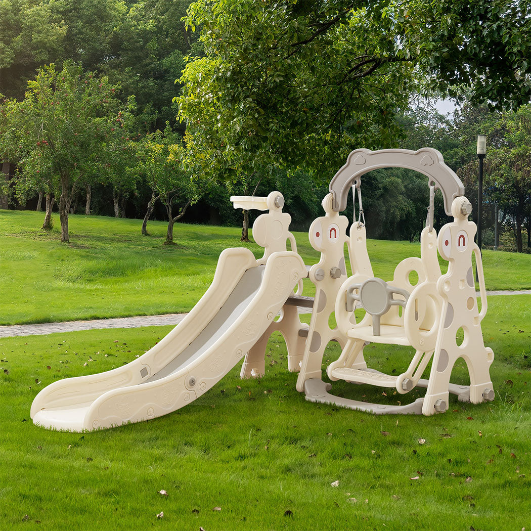 Kids Slide Swing Set Cream