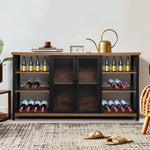 Functional Bar Cabinet Buffet Sideboard Walnut  Adjustable Height