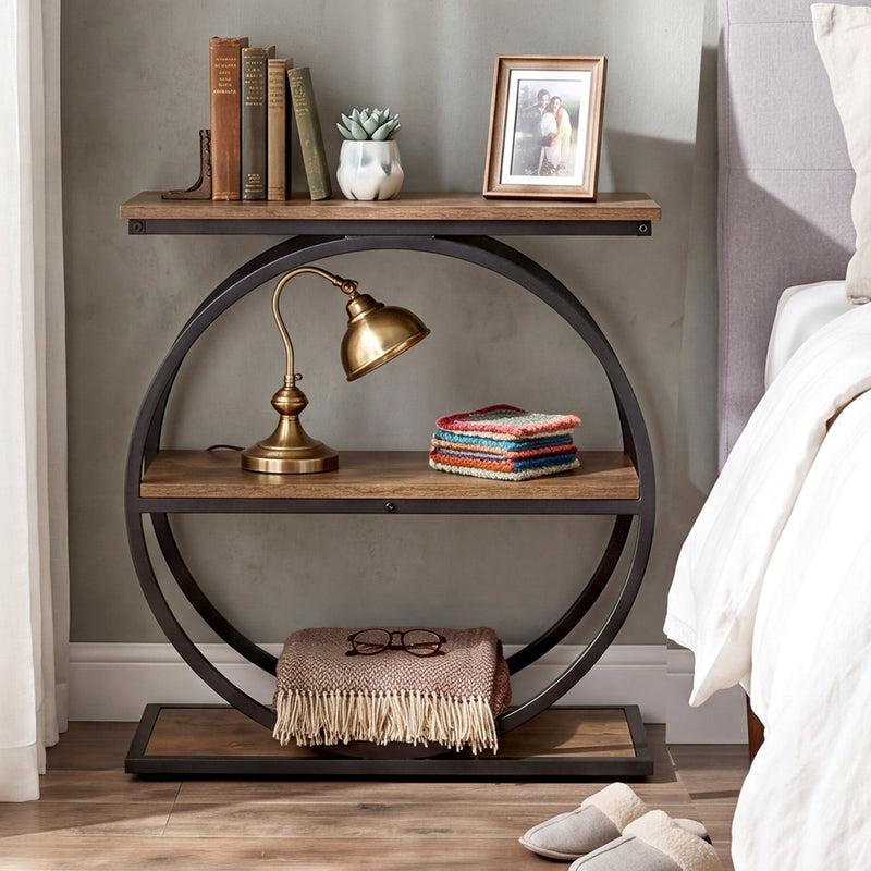 3 Tier Narrow Side Table Industrial Bedside | HomeAndLiving