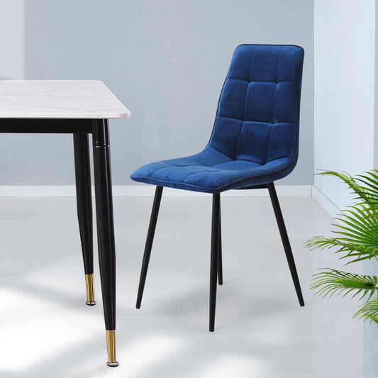 Stylish 4x Dining Chairs Kitchen Velvet Blue  Sleek Modern Look