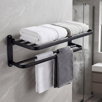 Double Bar Towel Rack Wall Mounted Black | HomeAndLiving