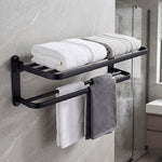Double Bar Towel Rack Wall Mounted Black | HomeAndLiving