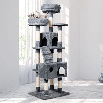 Cat Tree Scratching Post Grey 35x40x141cm