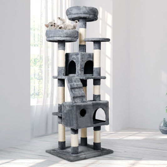 Cat Tree Scratching Post Grey 35x40x141cm