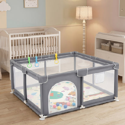 Large Baby Playpen Grey Mesh 150x180cm