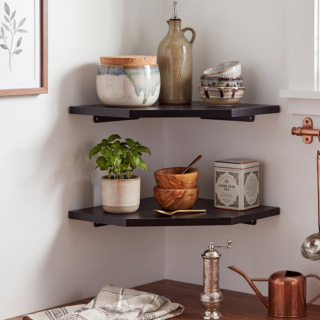 Corner Wall Shelves 2pc Floating Storage | HomeAndLiving