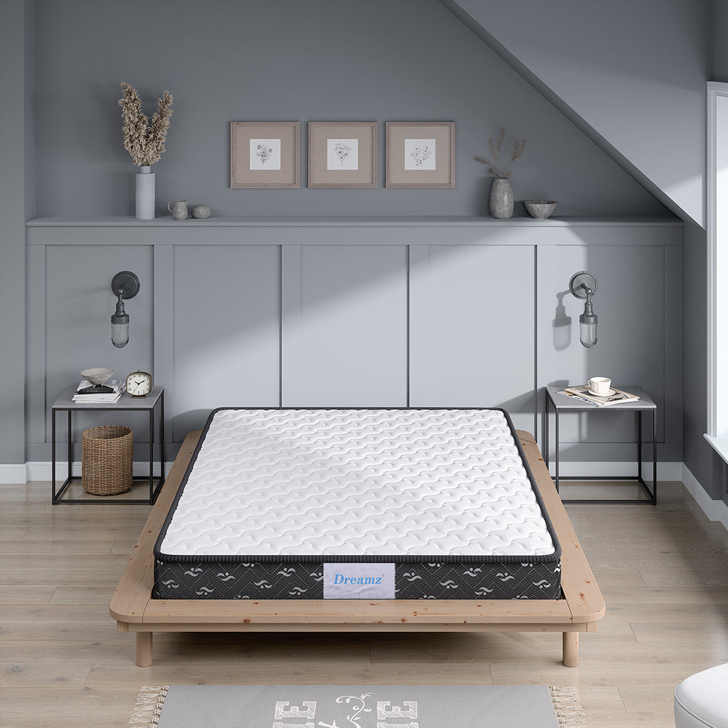 Stylish Spring Mattress Bed Pocket Tight King Single  Wood Finish