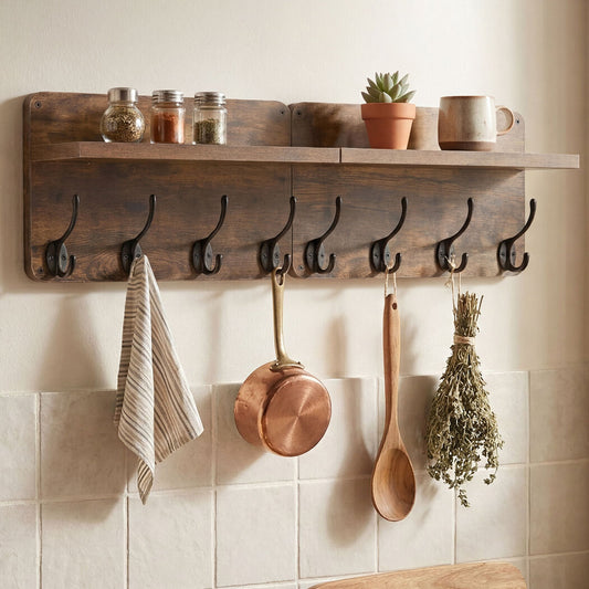 Levede Wall Mounted Coat Rack 2 Pcs Entryway Organizer Storage Rack Shelf Hooks - 7