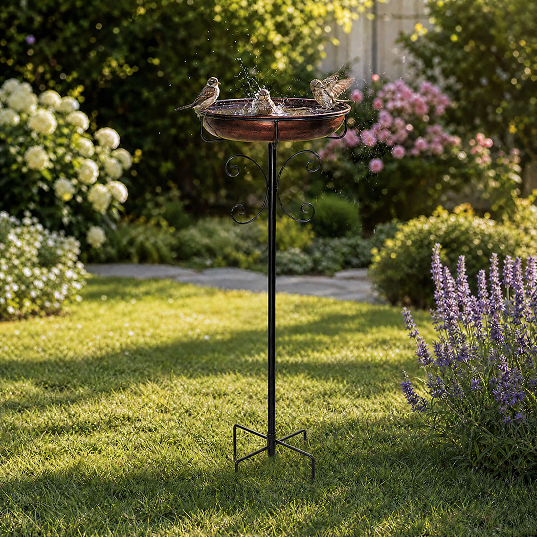 Metal Bird Bath Feeder Freestanding 100cm | HomeAndLiving