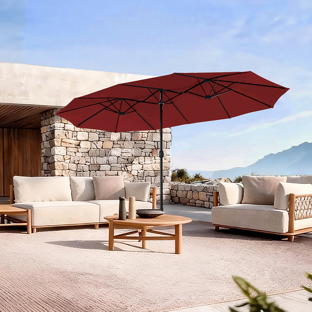 Large Red Patio Umbrella 200x380x233cm