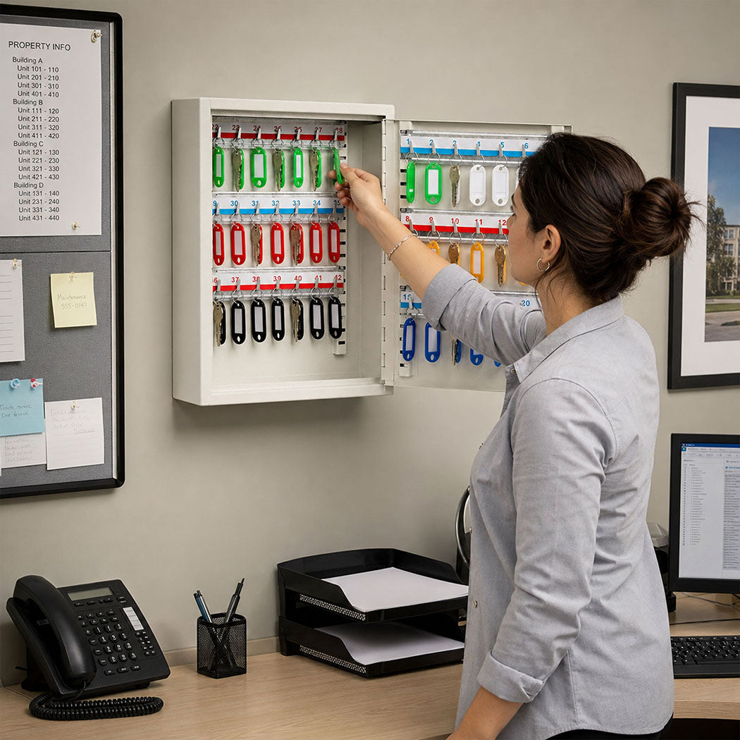 Key Safe Cabinet 42-Key Wall Mount 35x27x8cm