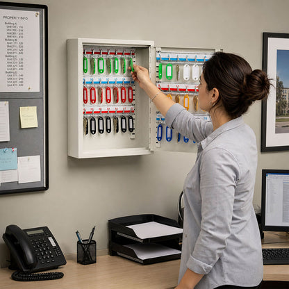 Key Safe Cabinet 42-Key Wall Mount 35x27x8cm