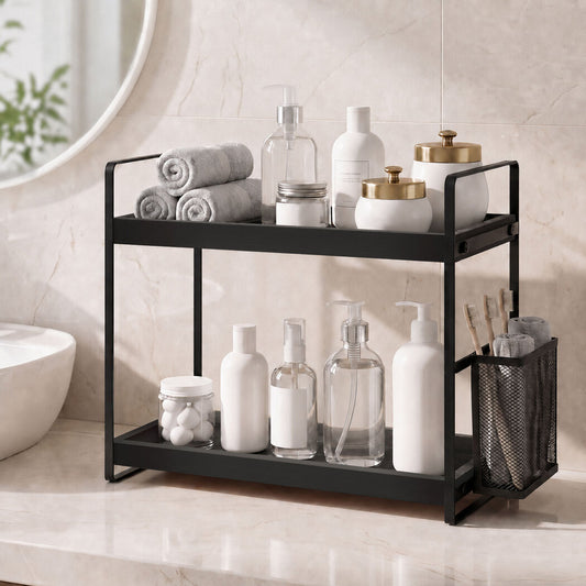 Levede 2 Tier Countertop Organiser Classic Storage Rack Bathroom Kitchen Black - 7