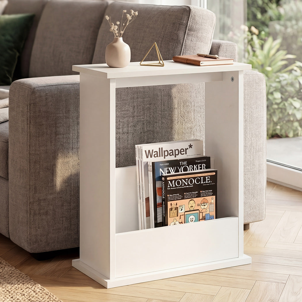 Levede Narrow End Table Modern Office Side Table Magazine Rack Bedside Storage