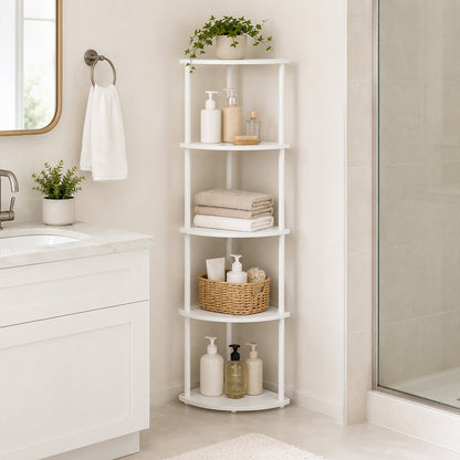 Corner Bookshelf Adjustable White 37.5x27.5x138cm