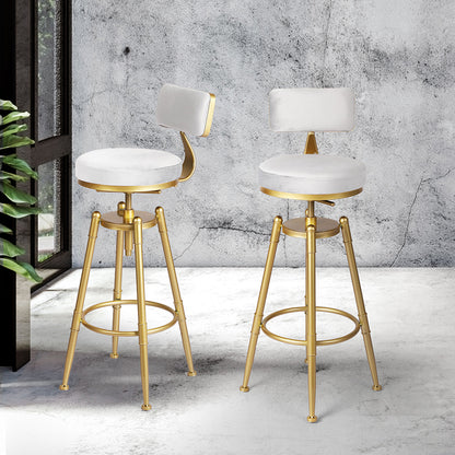 White Velvet Bar Stool Chair 33x33x70cm