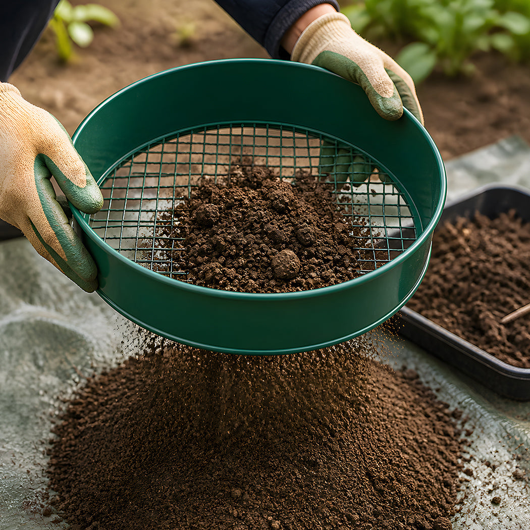 Garden Sieve Set Green Metal 31.2x7.2cm