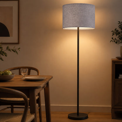 Lamp Shade Grey Linen Drum Set 26x26x18cm