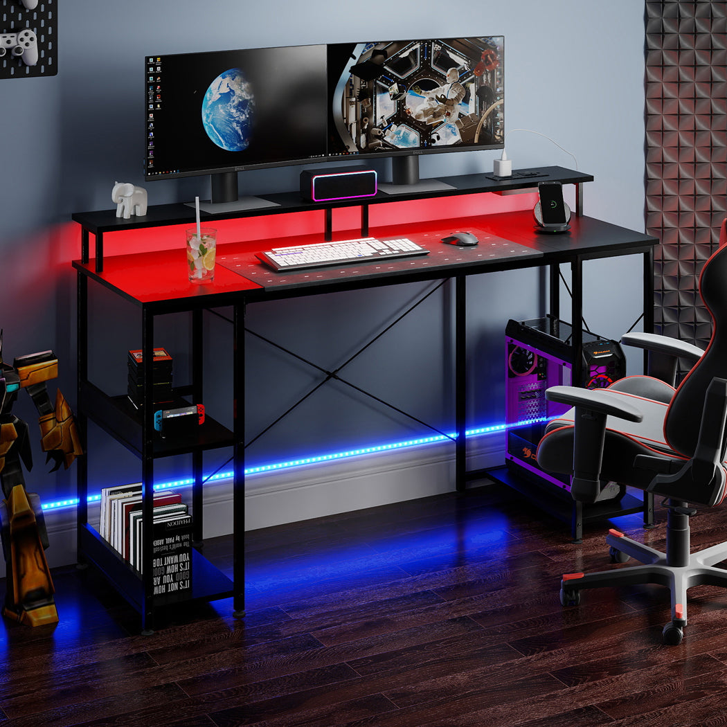 Gaming Desk Computer Table 140cm Black 140x48x86.5cm