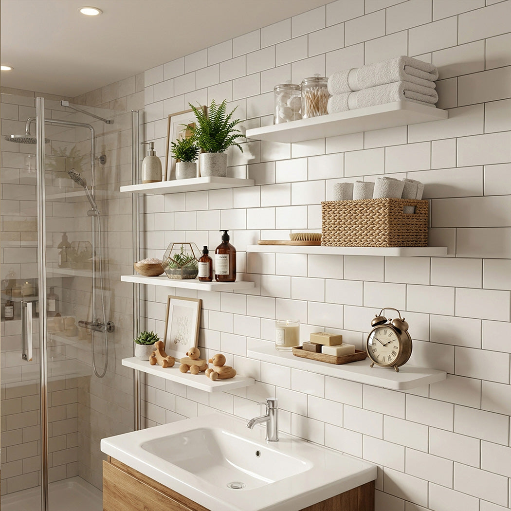 Levede Floating Shelves 6Pcs DIY Wall Mounted Storage Display Bookshelf White