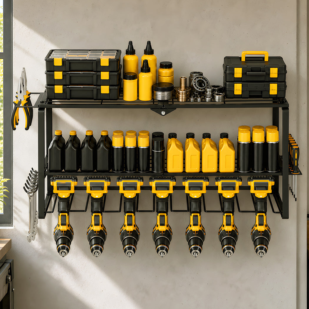 Garage Storage 3 Tier Rack Black 66x20x32cm