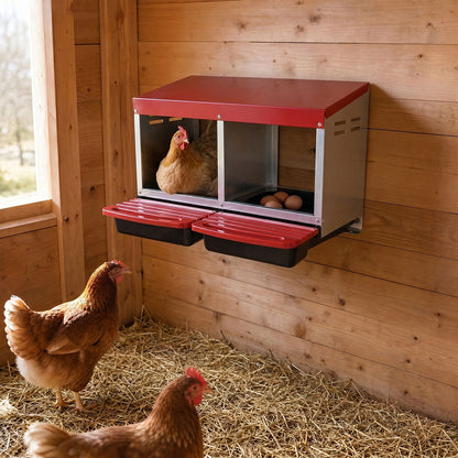 Pawz Chicken Nesting Boxes 2 Hole for Rolling Egg Collectio Inside Outside