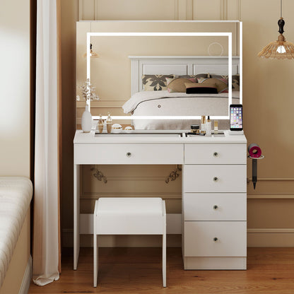 Vanity Table LED Mirror Set 100x40x140cm