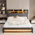 Luxury Queen Bed Frame with Storage Headboard RGB LED  Adjustable