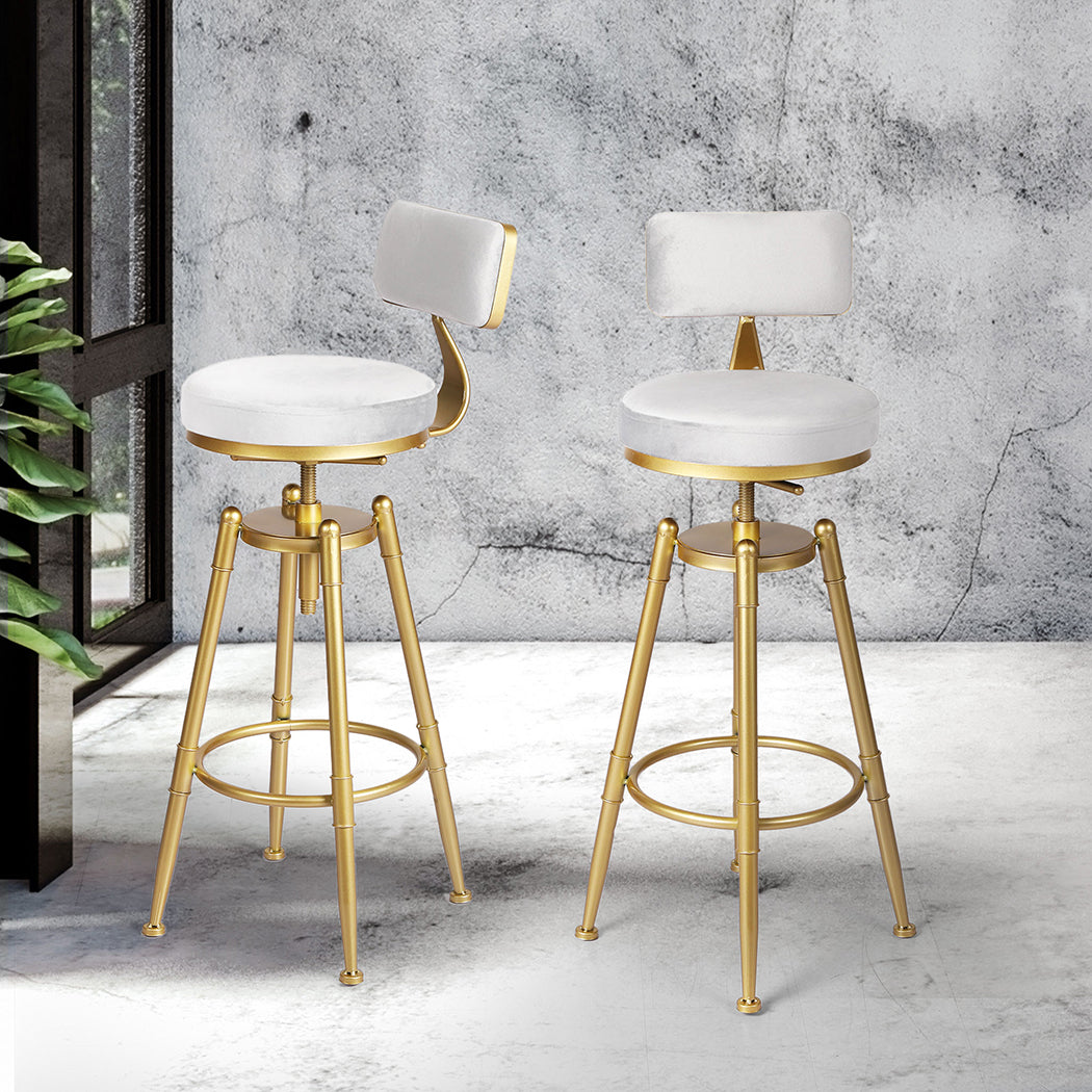 Stylish 4x Bar Stools Swivel Kitchen Bar Chair White  Multipurpose