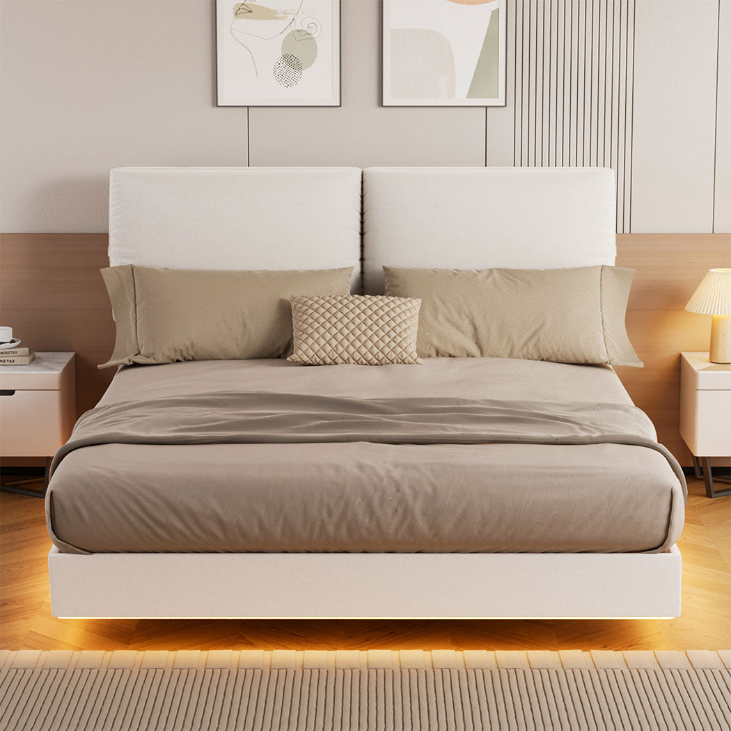 Cozy Double Floating Bed Frame  Space-Saving Design Classic