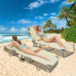 Compact Foldable Beach Lounge Chairs with Face Hole Khaki  Scandi