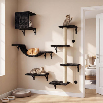 Cat Wall Shelves Modular Black 33x30x36cm
