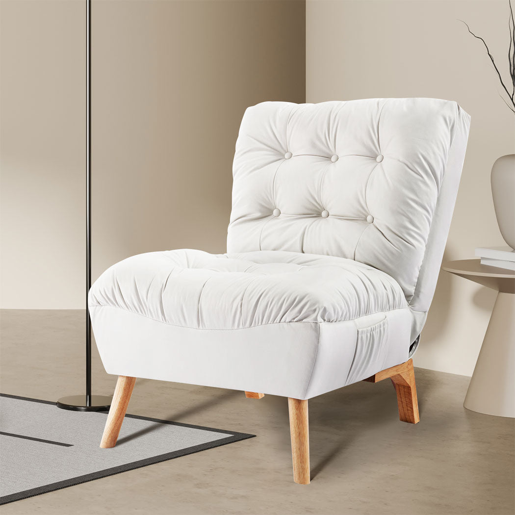 Premium Lounge Accent Chair Sofa Recliner Cream  High Back Support