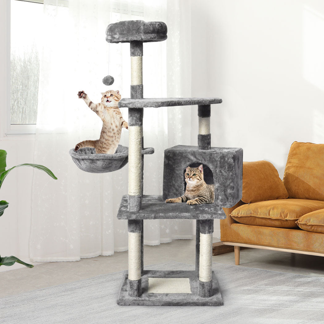 Cat Tree Scratching Post Grey 48x40x130cm