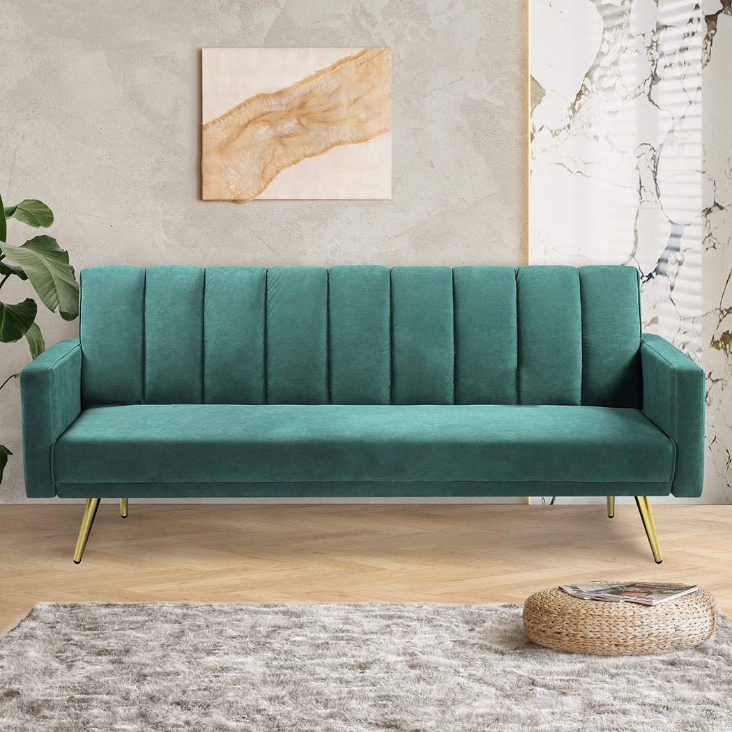 Compact Sofa Bed Convertible Velvet Lounge Recliner Couch Sleeper 3