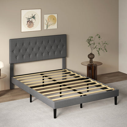 Grey Upholstered Bed Frame Queen 203.5x155x103cm