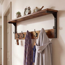 Wall Mounted Coat Rack Shelf 7 Hooks | HomeAndLiving