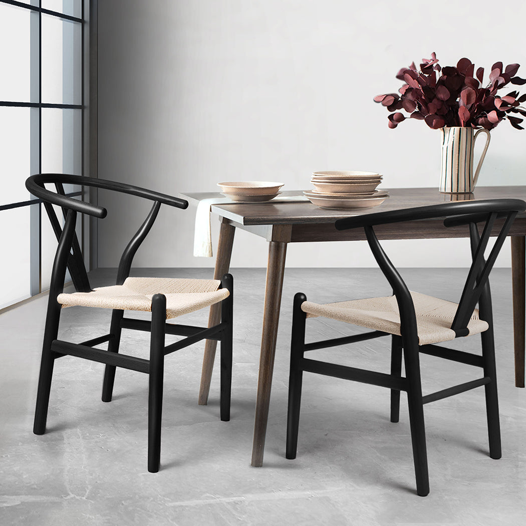 Ergonomic 2x Dining Chairs Wooden Hans Black  Premium Quality Build