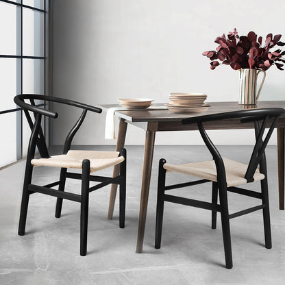Ergonomic 2x Dining Chairs Wooden Hans Black  Premium Quality Build