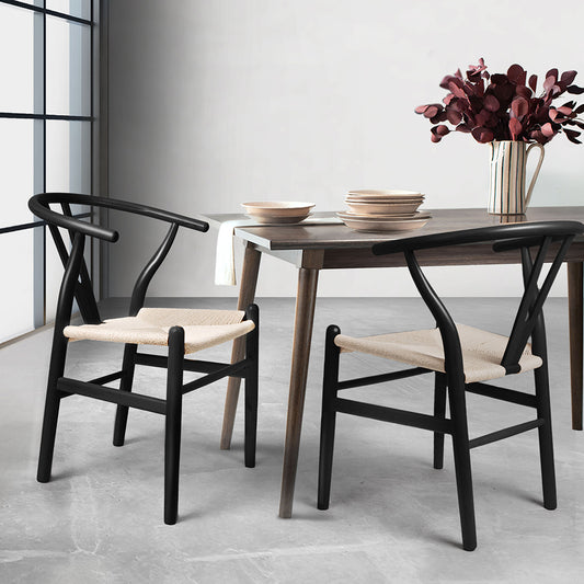 Ergonomic 2x Dining Chairs Wooden Hans Black  Premium Quality Build