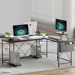 Compact Computer Desk Corner Desk Black  Adjustable Height Classic