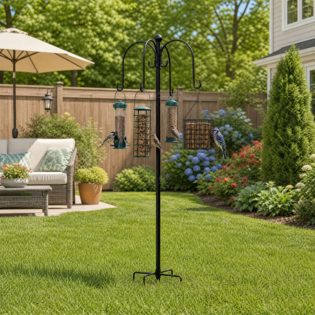 Bird Feeder Pole Station 8 Hooks 224cm | HomeAndLiving