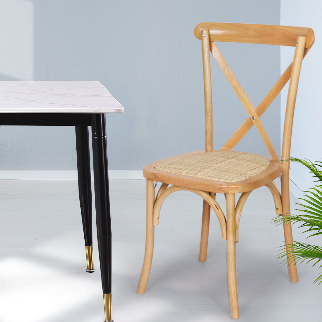 Stylish 6X Dining Chairs Cross Back Chair  Easy Assembly Classic