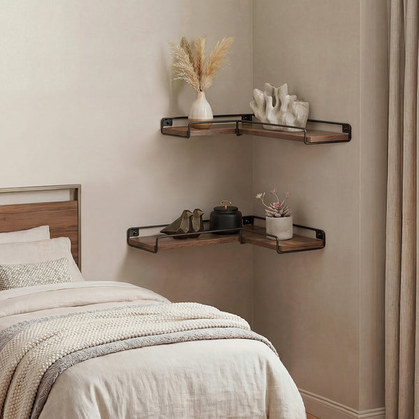  Floating Corner Wall Shelves 2pc Display Storage | HomeAndLiving