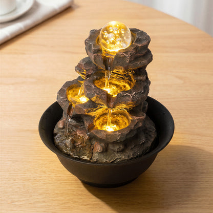 Indoor Water Fountain Brown Tabletop 21x21x24cm